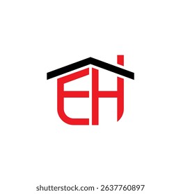 Initials E and H Letters With Roof Logo