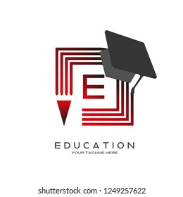 initials E letter ,Education logo, creative vector logo design,education icon,emblem shapes,illustration element