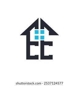 Initialen EE House Logo Design. Creative Letter EE mit House Icon für Immobilien, Immobilien und Business Branding