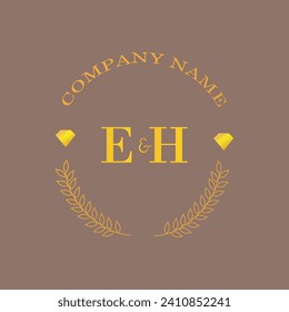 Initials EH letter monogram diamond gold company luxury