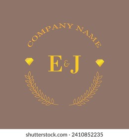 Initials EJ letter monogram diamond gold company luxury