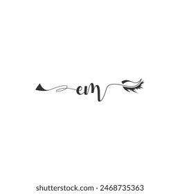 Initials EM calligraphy lettering beauty symbol