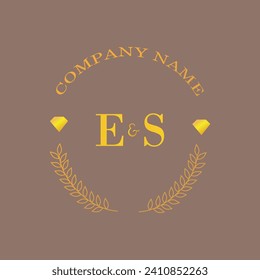 Initial ES Brief Monogramm Diamantengold Unternehmen Luxus