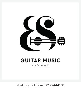 initials ES logo with guitar suitable for music businesses and technology companies