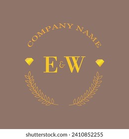Initials EW letter monogram diamond gold company luxury