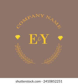 Iniciales Carta EY monograma empresa de oro de diamantes lujo
