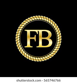 initials f and b logo luxurious golden letters with gold rope