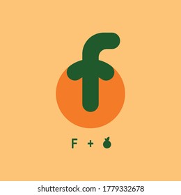 initials F logo for Fruit with a simple flat design style and uses a golden ratio.