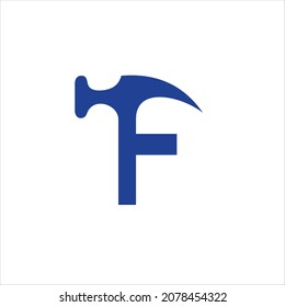 initials f logo vector template hammer