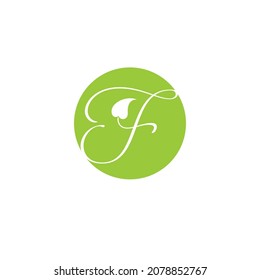 initials f logo vector template leaves