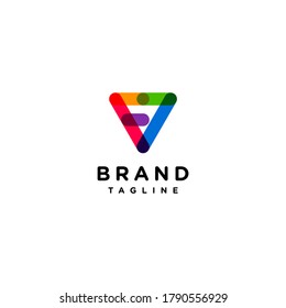 The Initials F7 in a Colorful Line form an Abstract Triangle