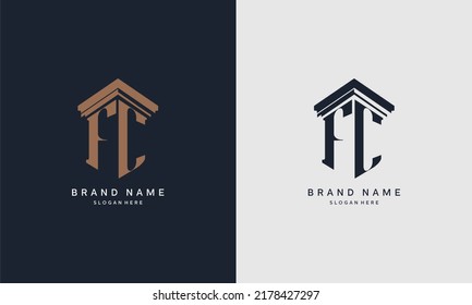 initials FC logo with pillar element. Best for law firm company, legal, lawyer vector monogram design.