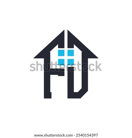 Initials FD House Logo Design. Creative Letter FD with House Icon for Real Estate, Property and Business Branding