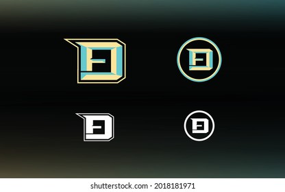 Initials FD logo with a bright color is suitable for E sports teams and others