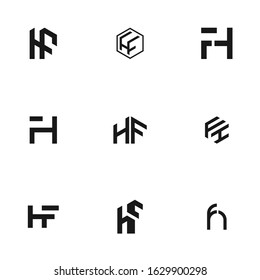 The initials FH logo overlap, FH / HF logo icon