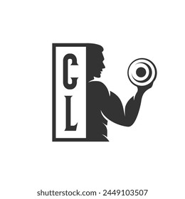 initials fitness sport gym logo design vector
