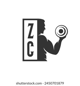 initials fitness sport gym logo design vector	