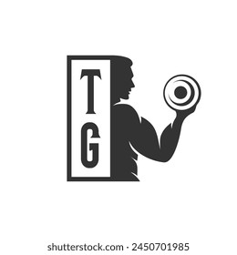 initials fitness sport gym logo design vector	