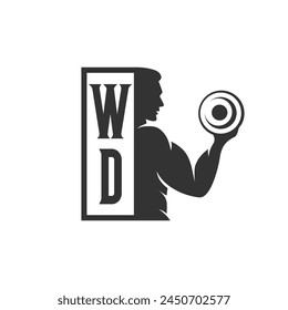 initials fitness sport gym logo design vector	