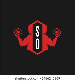 SO initials fitness sport gym logo design vector