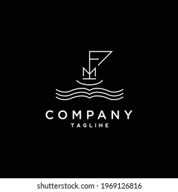 The initials FM logo design forms a modern and elegant boat