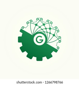 initials G , Circuit and Gear icon templates, vector logo technology for business corporate , elements, illustrations