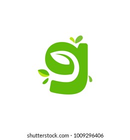 initials G icon logo design, nature green leaf symbol 