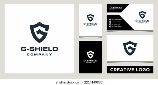 initials G letter with shield logo design template with business card design