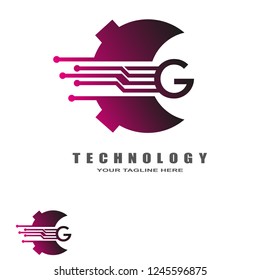initials G letter , technology logo templates, vector logos for business corporate , element , circuit illustration
