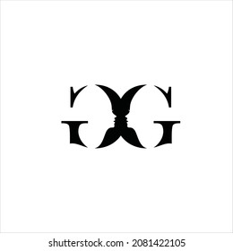 iniciales g logotipo plantilla de vector de cara femenina