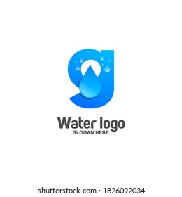 Initials G Water Drop Logo Creative Template Sign Vector