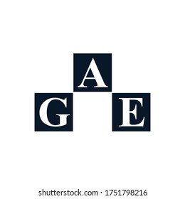 initials GAE logo minimalist box