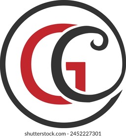 Iniciales GC letras logo diseño. Diseño Abstractas del logotipo de las letras del círculo GC. CG logo Plantilla Vector rojo y negro color mejor empresa popular diseño de iconos. Diseño icónico del logotipo de la marca de OCG o CG.