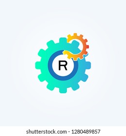 initials Gear logo design templates, vector logo technology for business corporate, elements, illustration