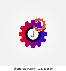 initials Gear logo design templates, vector logo technology for business corporate, elements, illustration