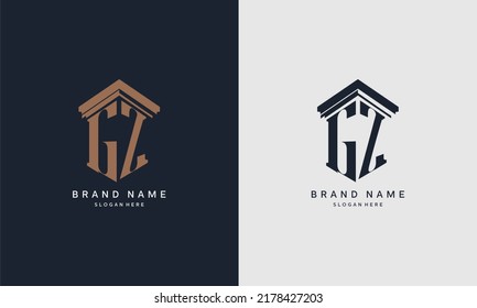 initials GZ logo with pillar element. Best for law firm company, legal, lawyer vector monogram design.