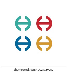 initials H circle logo vector template