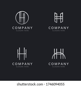 Initials H line monogram logo template with a silver style color for the company