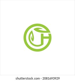 initials h logo vector template leaf