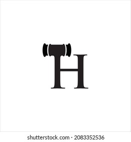 initials h logo vector template hammer
