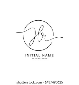 Initials H R script letter logo. Elegant and luxury logo design template - Vector