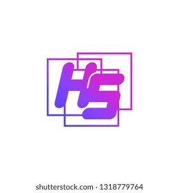 The initials H and S colored gradient combination of blue and pink. HS vector design logo