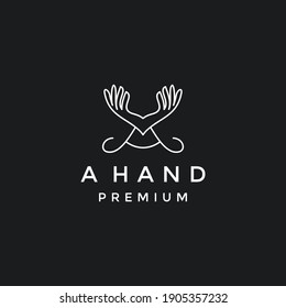 Initials A Hand Care Logo Template vector icon Business in black background.
