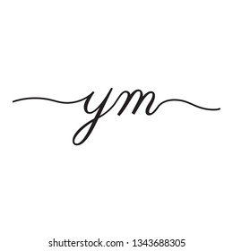 initials handwriting letters vector logo ym