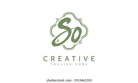 SO Initials, handwriting logo vector