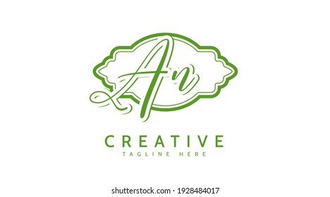 AN Initials, handwriting logo vector