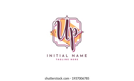 UP Initials, handwriting logo vector