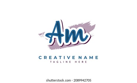 Am Initials, handwriting logo vector