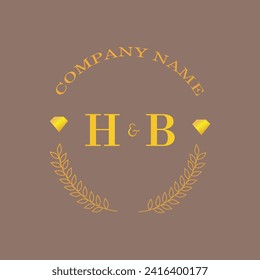 Initials HB letter monogram diamond gold company luxury