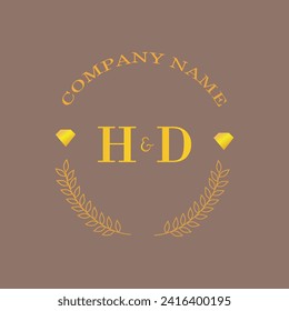 Initials HD letter monogram diamond gold company luxury